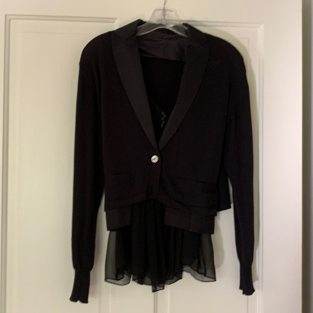 Sacai two piece sheer cami and knit blazer